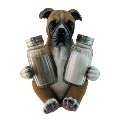 Boxer Dog Figurine Salt & Pepper Holder Rocky Spice