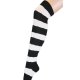 White & Black Wide Design Stripe Thigh High Socks