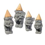Bamboo Hat Gnome Garden Figurines Set of 4