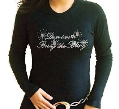 Bring the Bling Christmas Rhinestone Shirt Santa