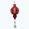 Grape Design Etched Glass Ornament with Crystal Dangle