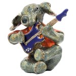 Playing Guitar Elephant Figurine Trinket Box by Keren Kopal