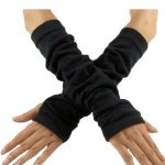 Black Long Fingerless Gloves