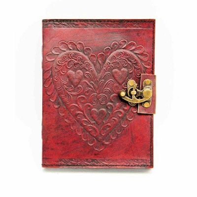 Embossed Heart Handmade Leather Journal