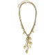 Leaf Drop with Crystals Beaded Necklace