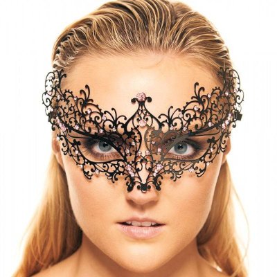 Blush Enchantress Masquerade Mask Black Laser Cut Metal