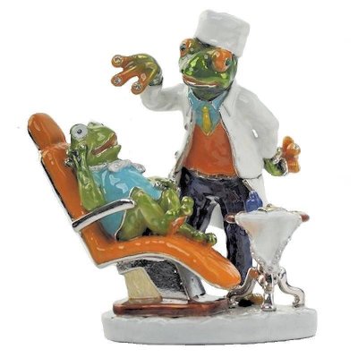 The Dentist Frog Figurine Trinket Box by Keren Kopal