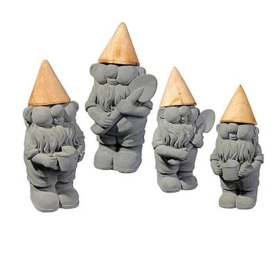 Bamboo Hat Gnome Garden Figurines Set of 4