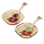 Poinsettia Design Christmas Serving Bowl with Spoon