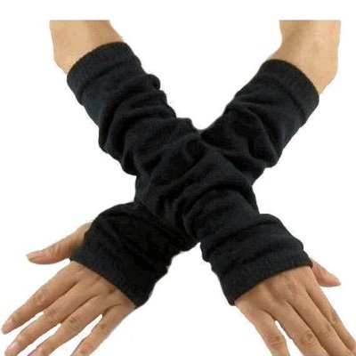 Black Long Fingerless Gloves