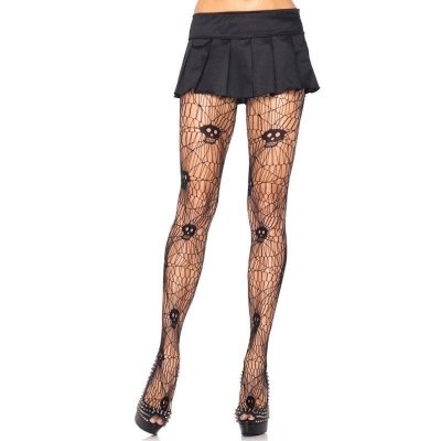 Black Skull & Spider Web Design Pantyhose