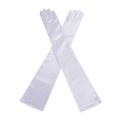 White Satin Long Glamorous Formal Gloves