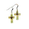 Cloisonne Cross & Crystal Beaded Earrings