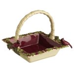 Cardinal Figurine Christmas Serving Bowl or Ceramic Basket