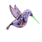 Hummingbird Ornament Etched Glass with 24 Karat Gold Designs