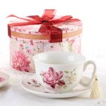 Red Rose Design Tea Cup & Saucer Set