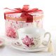 Red Rose Design Tea Cup & Saucer Set