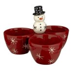 Snowman Christmas Sectioned Serving Bowl Dish