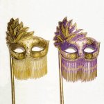 Beaded Veil of Mystery Venetian Mask on a Stick