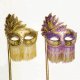 Beaded Veil of Mystery Venetian Mask on a Stick