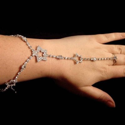 Crystal Stars Bracelet with Ring Slave Style