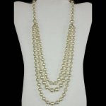 Elegant Triple Strand Pearl Beaded Necklace
