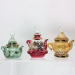 Teapot Ornaments Set of 3 Handmade Glass by Egyptian Museum