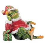Santa Frog Christmas Figurine Trinket Box by Keren Kopal