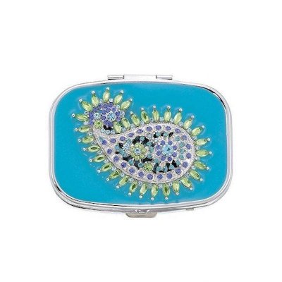 Teal Tear Drop Small Metal Pillbox by Spring Street Design