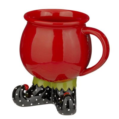 Merry Elf Footed Christmas Coffee Mug