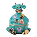 Cow Figurine Trinket Box Flora the Mod Cow