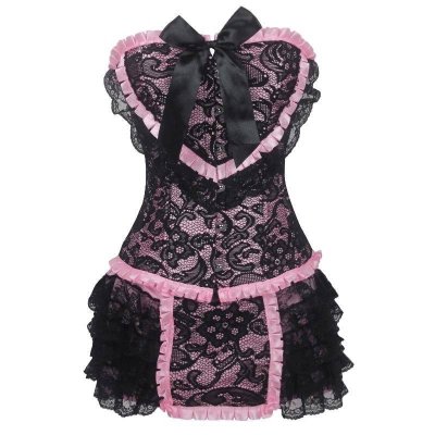 French Maid Style Corset Set Top & Skirt