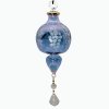 Grape Design Etched Glass Ornament with Crystal Dangle