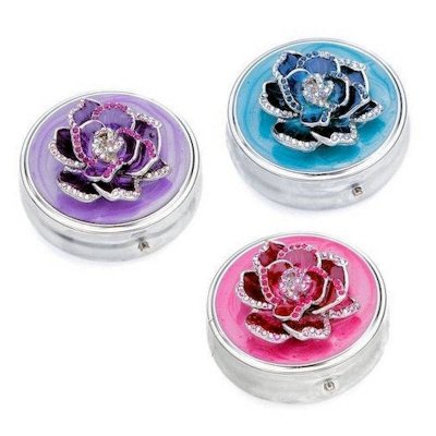 Enchanted Rose Round Metal Pillbox by Spring Street Design