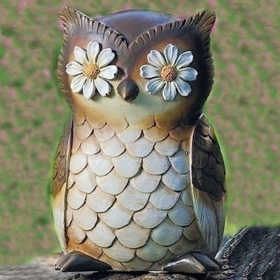 Daisy Eyes Owl Garden Figurine