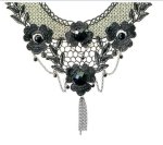 Black Lace Beaded Collar Choker Necklace