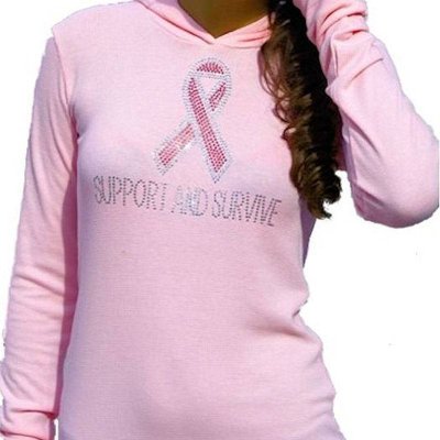 Pink Ribbon Pink Rhinestone Hoodie Shirt by Sabrina Barnett