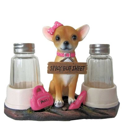 Chihuahua Dog Figurine Spicy Girl Salt & Pepper Holder