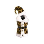 Santa Suit Christmas Costume for Wine Bottle Leopard Print