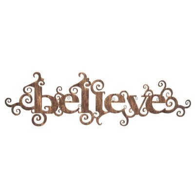 Believe Garden Sign Copper Color Filigree Metal Design
