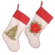 Embroidered Holiday Tree or Poinsettia Christmas Stocking