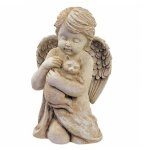 Cat Pet Memorial Angel Garden Figurine with Kitten