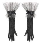 Elegant Long Black Costume Gloves