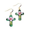 Cloisonne Cross Beaded Earrings