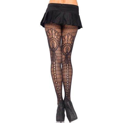 Lace Design Black Pantyhose