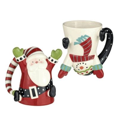 Flip for Cocoa Christmas Coffee Mug Santa or Snowman