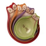 Crimson Hollow Owl Figurine Measuring Cup Set of 4