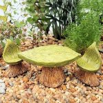 Leaf Bistro Table & Chair Figurine Set Fairy Garden Furniture