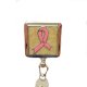 Breast Cancer Pink Ribbon Metal Badge Holder or Lanyard