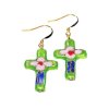 Cloisonne Cross Beaded Earrings
